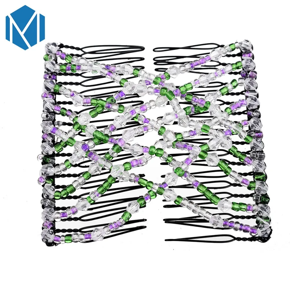 М мизм смешанные бусины расчески для волос двойная Волшебная горка металлическая расческа шпильки Женские аксессуары для волос растягивающиеся DIY инструмент для укладки волос ювелирные изделия