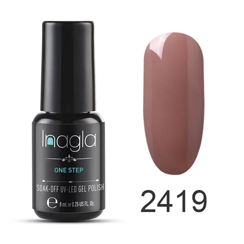Inagla 8 мл УФ-гель для ногтей чистый цвет долговечный светодиодный Гель-лак лампа гель без верхней основы впитывающийся Органический Гель-лак - Цвет: 2419