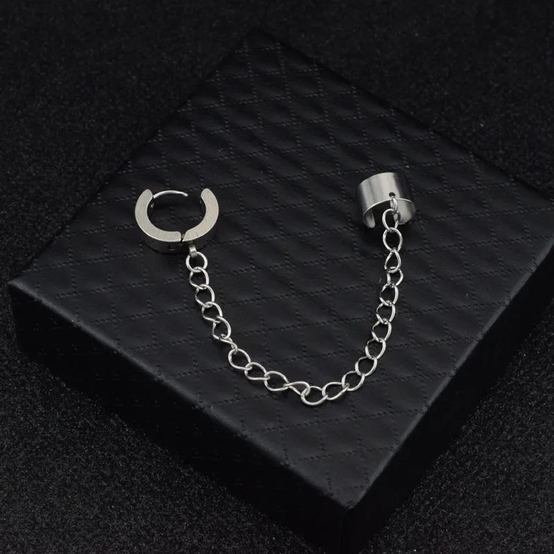 1pcs Earrings with Double Chain Ear Clip Without Ear Hole Personality Fashion Jewelry Ear Nails Ear Bone Earrings for Men Women 5