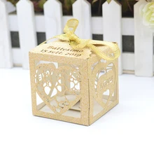 Розовая Золотая лазерная резка блестящая бумага на заказ Свадебная вечеринка квадратные коробки