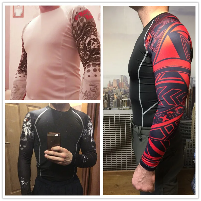 Wolf 3D Printed tshirt Compression Tights Men Fitness Running Shirt Breathable Long Sleeve Sport Rashgard Gym rashguard Clothing