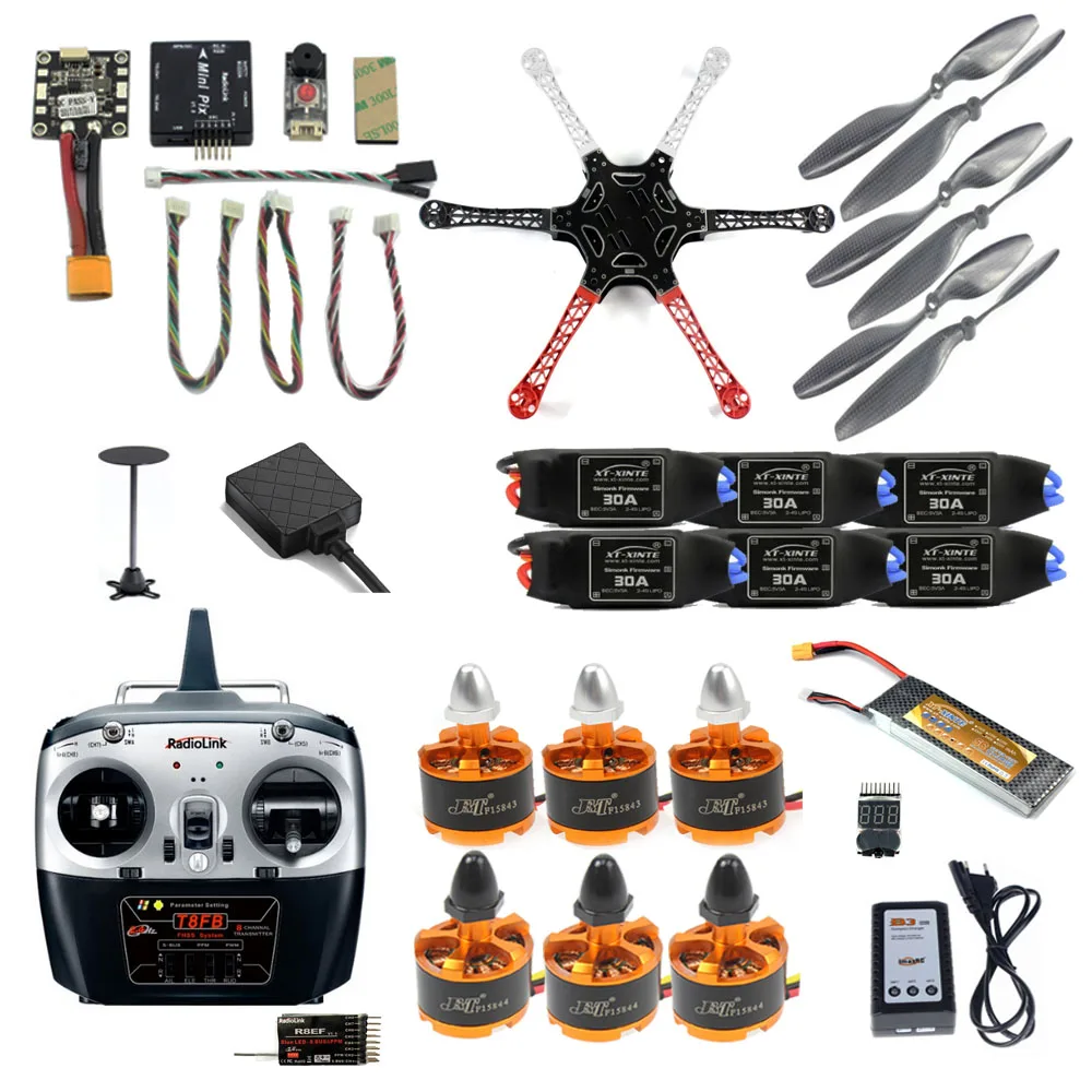  24G 8CH F550 RC Quadcopter Unassemble Kits DIY Drone FPV Upgrade mit Radiolink Mini PIX M8N GPS Höh