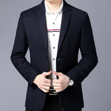 Повседневный модный мужской пиджак Повседневная приталенная однотонная мужская деловая куртка