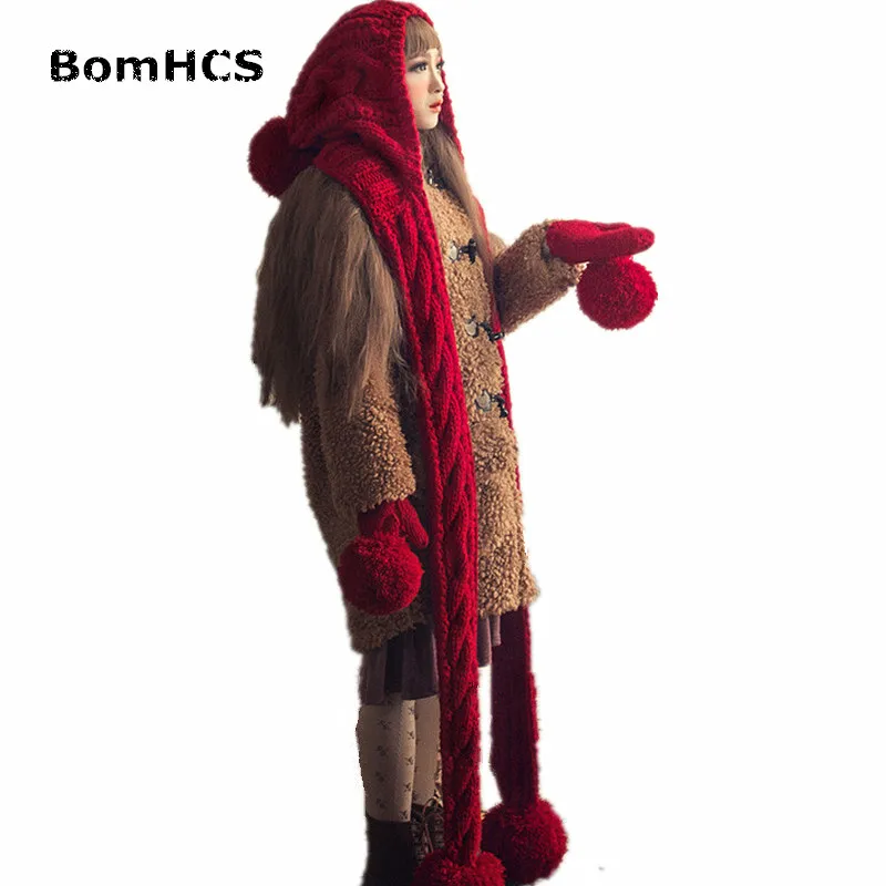 Женская теплая вязаная шапка BomHCS шарф и перчатки|beanie scarf|fashion knit hatknitted hat |