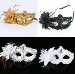 Модные женские туфли пикантные маска Hallowmas Венецианские Маскарадная маска маски с цветком перо LX4654