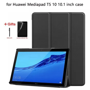 

Ultra Slim PU Leather Case For Huawei MediaPad T5 AGS2-W09/L09/L03/W19 10.1 inch cover for huawei mediapad T5 10 case+FILM+PEN