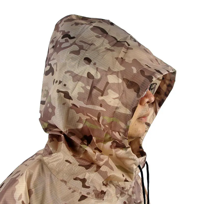 Bionic camouflage raincoat hunting clothing multifunctional mats birding poncho 