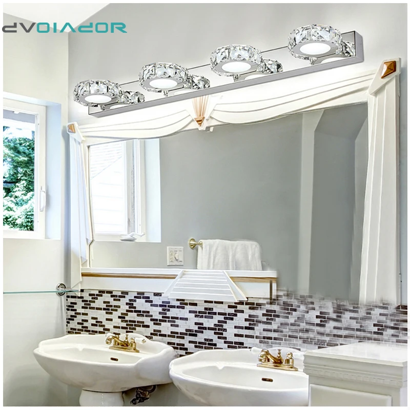DVOLADOR الحمام الغرور ضوء LED كريستال مرآة لوضع المكياج ضوء 12 واط/9 واط/6 واط شنت الجدار الشمعدانات امب مرآة صورة الجبهة ضوء