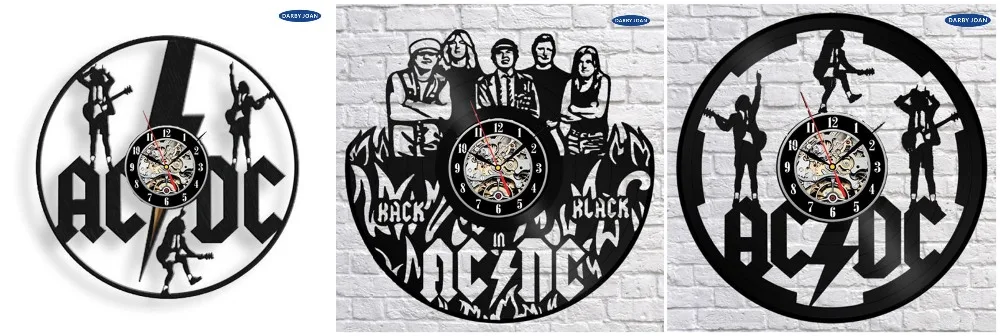 Часы на стену AC/DC РУЧНОЙ Виниловая Пластинка Настенные Часы 12 ''30 см Декор Стены Урожай Вентилятор Подарок la crosse