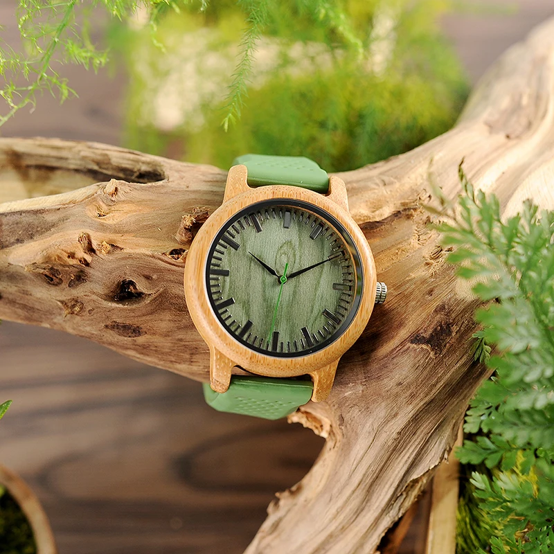 BOBO BIRD Relogio Masculino Watches Women Brand Bamboo Men Watch Silicone Band Quartz Wristwatches relogio feminino W-B06