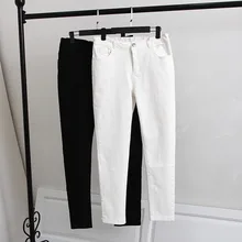 T4 весенние повседневные джинсы 5XL размера плюс женская одежда модные свободные простые потертые штаны-карандаш стрейч из денима 6866