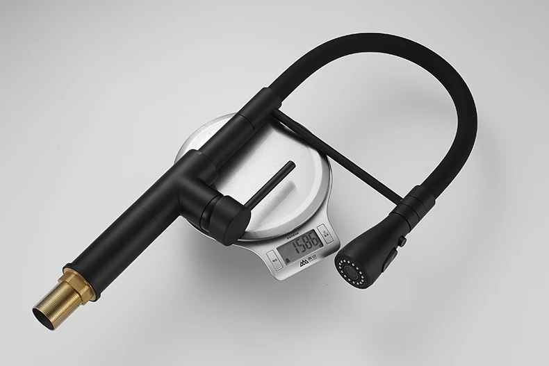 Смеситель для кухни с одной ручкой черный высокий выдвижной кухонный кран с одним отверстием ручка поворотный 360 градусов раковина