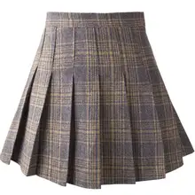 Осенние плиссированные юбки трапециевидной формы с высокой талией, шерстяные клетчатые юбки для девочек, мини-юбка в морском стиле, японская школьная юбка, униформа