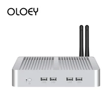 OLOEY безвентиляторный мини ПК Intel Core i7 5500U Windows 10 HTPC 8x USB HDMI VGA 2x Gigabit Ethernet 300M WiFi 4G LTE RS232/RS485