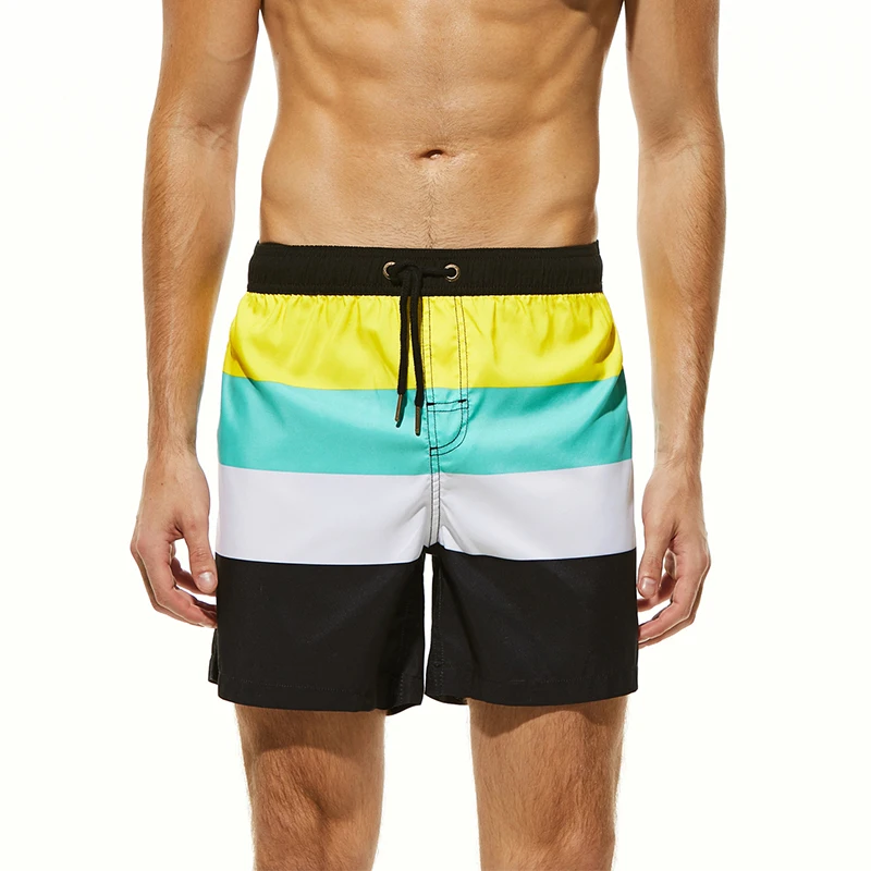 Men's Striped Board Shorts Polyester Beach Shorts Men Surfing Swimwear