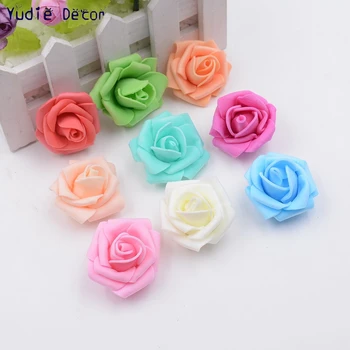 

100 Pcs/lot 3.5cm Foam mini Fragrant Roses Artificial Fowers For Wedding Home Christmas Decoration Craft Handmade DIY Supplies