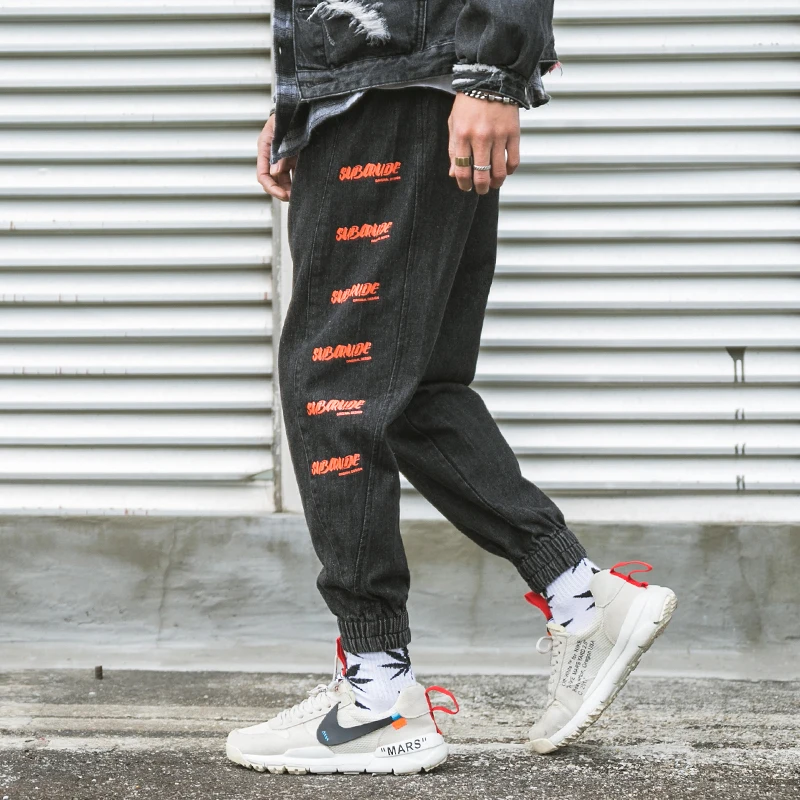 

2019 High Street Fashion Men Jeans Loose Fit Harem Pants Black Blue Color Hip Hop Jeans For Jeans Men New Pants!CC-A018#P85