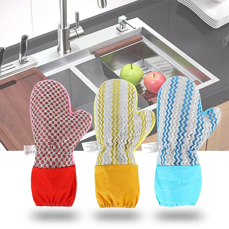 1pc bamboo fiber washcloth gloves, lengthening waterproof and