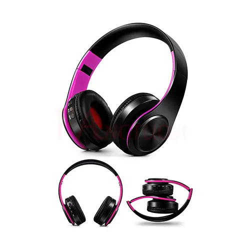 Беспроводные наушники, стерео Bluetooth гарнитура, складные наушники, регулируемые наушники с микрофоном для ПК, мобильного телефона, музыки - Цвет: purple