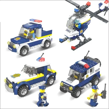 

Urban Police Building Block Series Children's Creative Assembly Aircraft DIY Building Block Insertion Toys 0-6 Years No box