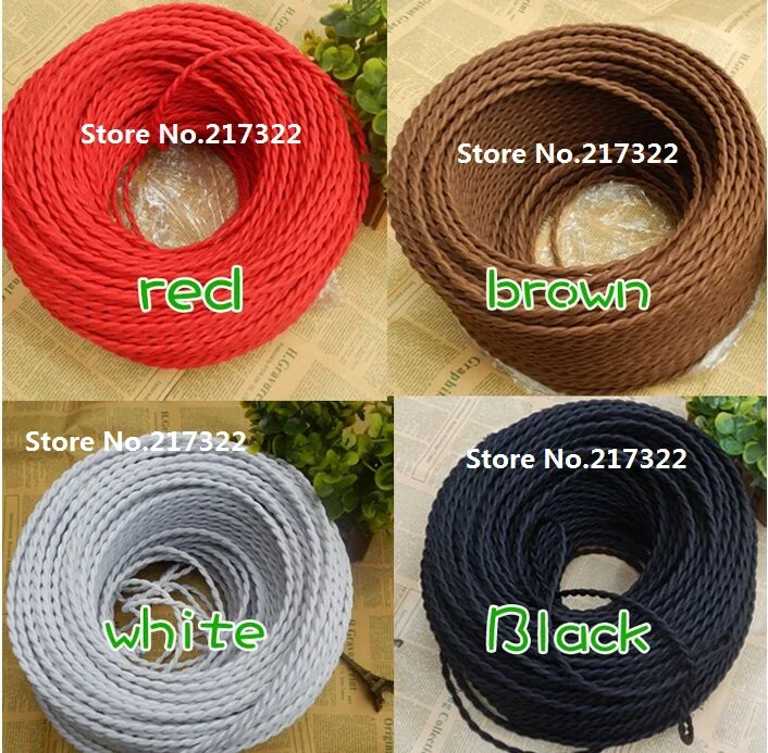 

2m/lot Multicolor Vintage lamp cord electrical wire copper wire DIY accessories pendant light electrical wire braided