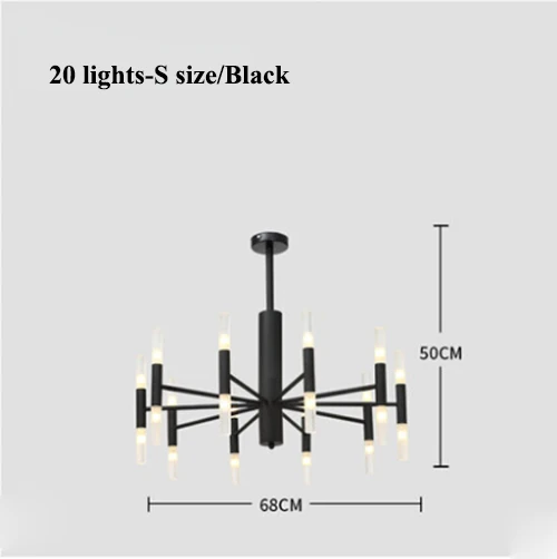 20 lights-S size Современные золотые металлические светодиодные люстры для гостиной, акриловые стержни, светодиодные подвесные люстры, Светильники для спальни, подвесные светильники - Цвет абажура: 20 lights-S size