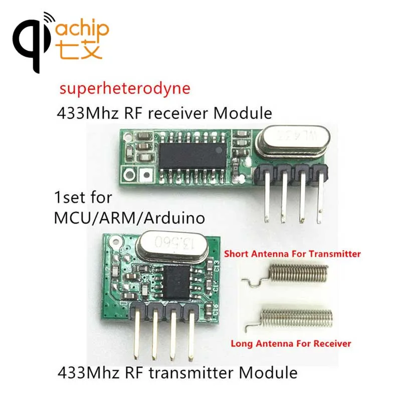 

433mhz RF Transmitter and Receiver superheterodyne ASK 433 mhz Module With Antenna small size For Arduino uno Wireless Diy Kits