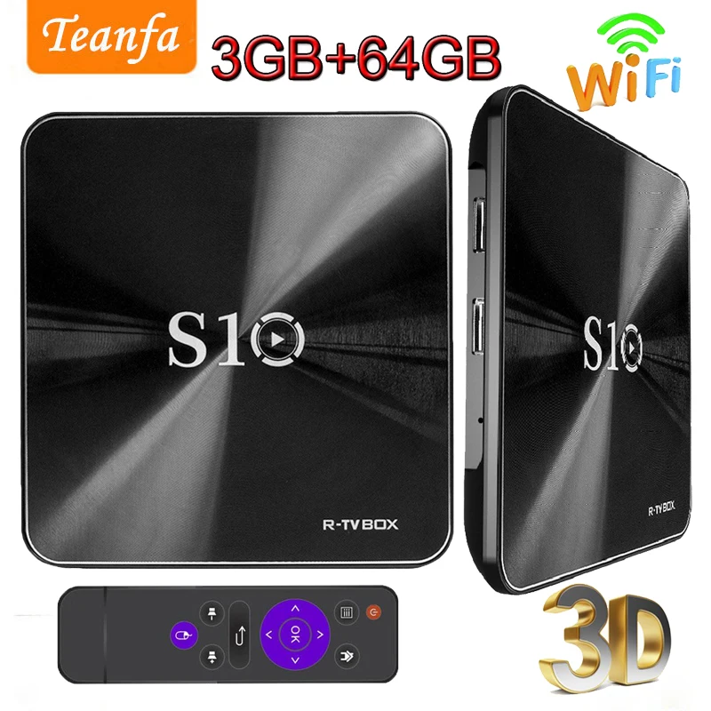 

S10 R-TV BOX Smart Android 7.1 TV Box S912 Octa core Mini PC DDR4 3GB / 64GB eMMc VP9-10 4K H.265 WiFi 1000M LAN Media Player