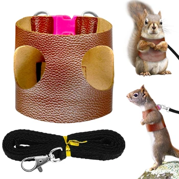 

Rabbit Harness Ferret Guinea Pig Bunny Hamster Vest Harness Leash Set Leather Small Pet Chest Strap harnais lapin 140 cm Lead