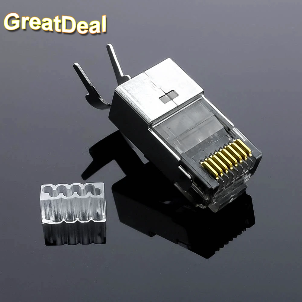 Cat7 Cat6a Cat6 RJ45 разъем Cat 7 сетевой rj45 штекер металлический экранированный Разъемы