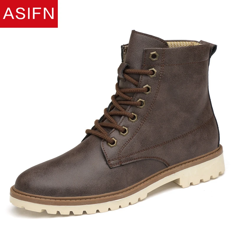 

ASIFN Warm Men Winter Boots Men Leather Shoes Waterproof Rubber Leisure England Retro Shoes for Male Big Size