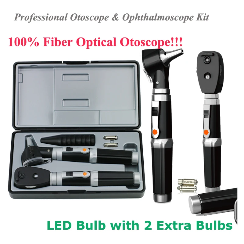 

2 in 1 CE Professional Opthalmoscope Diagnostic Set ENT Kit Medical Ear Eye Care LED Direct Fiber Otoscope Ophthalmoscope