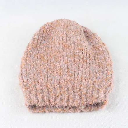Женские зимние шапки, шерстяная вязаная шапка бини, модная весенняя громоздкая шапка skullies beanies, повседневные женские шапки - Цвет: Розовый