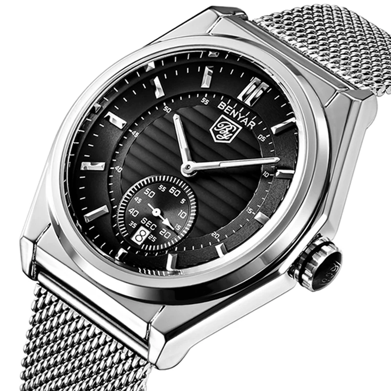 

BENYAR Fashion Quartz Men Watch Brands Luxury Mesh Military Waterproof Clock Steel Sport Watch Relogio Masculino