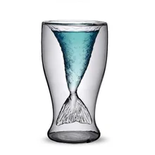 Креативная двухслойная стеклянная чашка рыба, 100 мл Термостойкое стекло вино кофе сок чашка посуда дом, офис, бар Вечерние