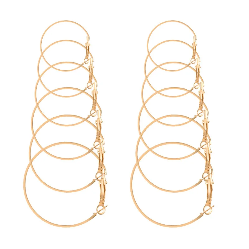 

6 Pair/set Small Gold Statement Earrings Big Round Silver Hoop Earrings for Women Circle Woman Ear Studs Jewelry Earring Sets