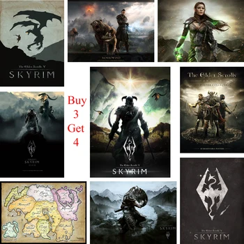 

The Eder Scroll Skyrim Posters Game Wall Stickers White Coated Paper Prints Clear Image Home Decoration Livingroom Bedroom