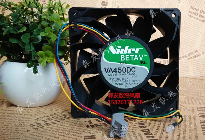 

For Nidec VA450DC V34809-90 Super strong 12V 3.3A 12CM 120mm axial server inverter cpu computer cooling fans