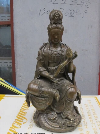 

bi003557 15"Tibet Hand carving Bronze Ruyi guan Yin Everything goes well Kwan yin Statue