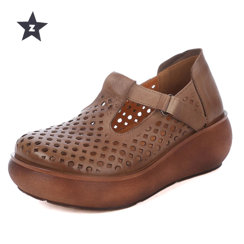 

Z summer sandals women shoes genuine leather casual breathable thick heel platform sandals for women sandals female