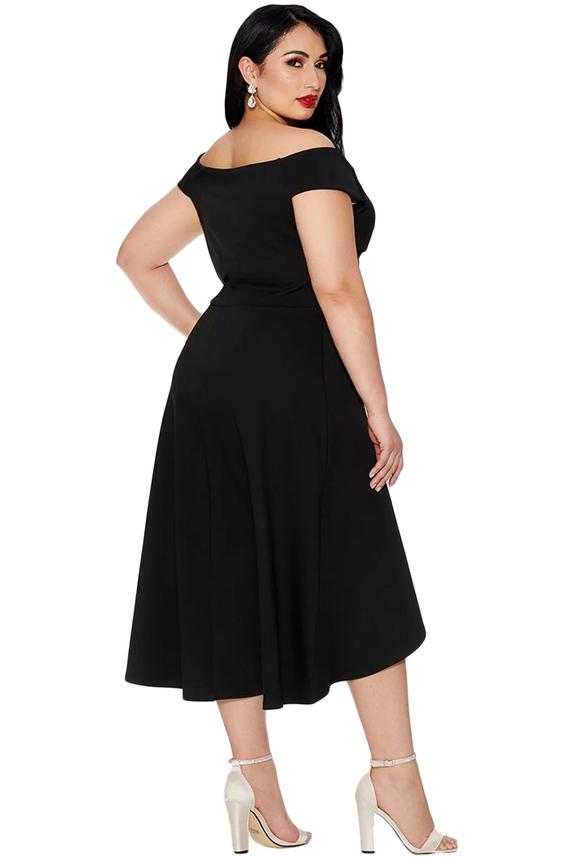 Black-Plus-Size-Dip-Hem-Knot-Front-Evening-Dress-LC610340-2-2