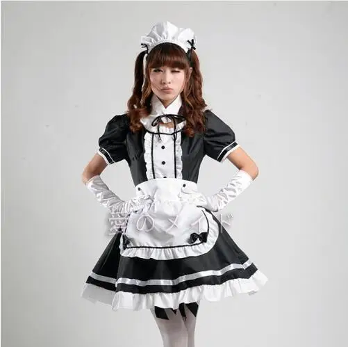 

New 2017 Servant Women Cosplay Party Halloween Black Lolita Fancy Dress Adult Women Sissy Maid Uniform Sexy French Maid Costumes