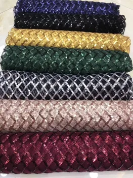 

Fashionable Embroidery Sequin Fabric For PWD1911603 Wedding High Quality African French Sequin Lace Fabric