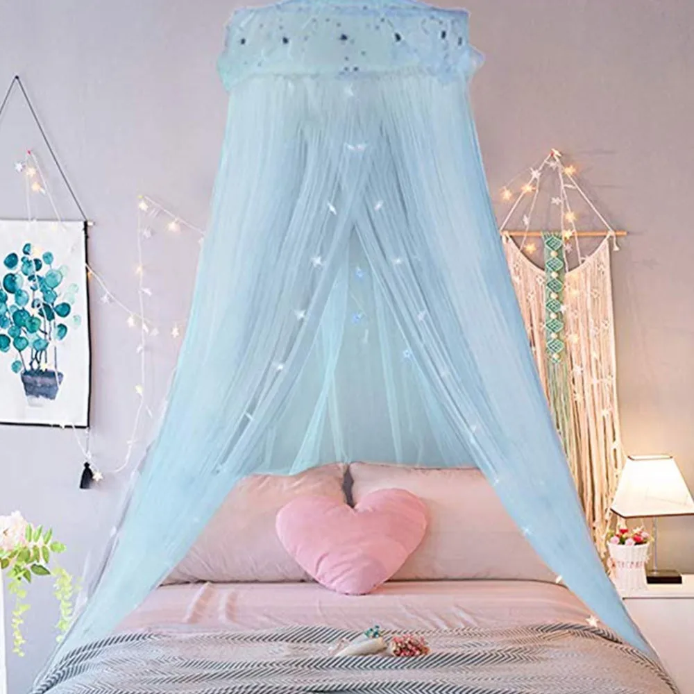 Романтическая москитная сетка для двойной кровати однодверный купол подвесная кровать занавеска принцесса москитная кровать сетчатый навес украшение комнаты - Цвет: Blue