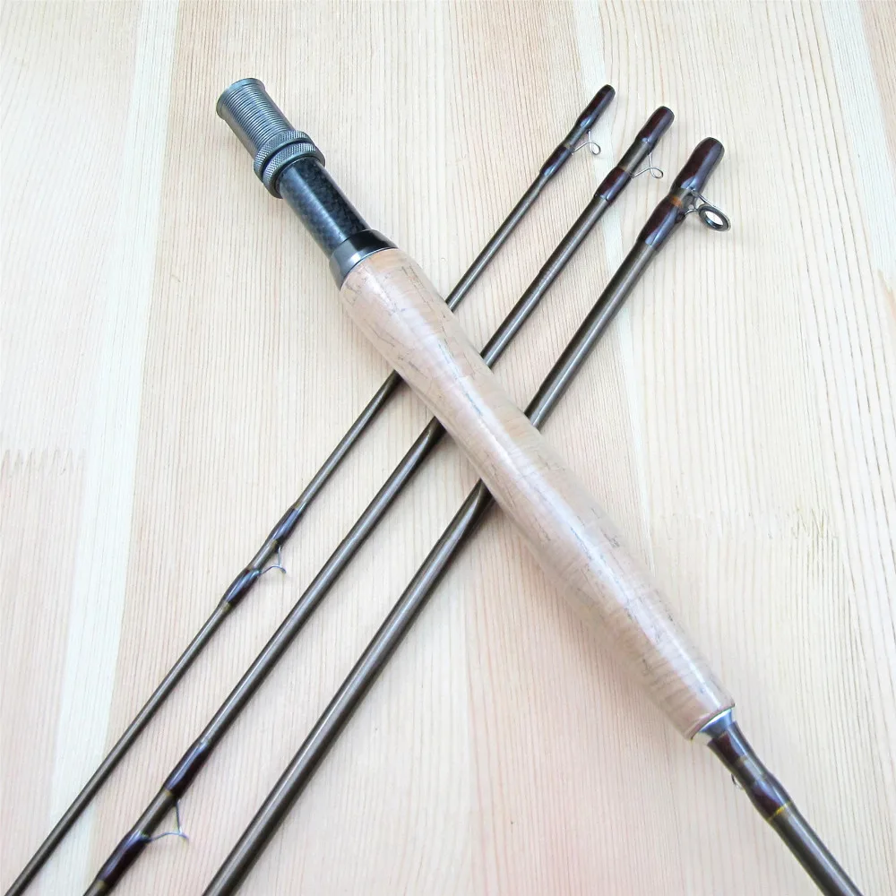 9FT 3/4 Carbon Fly Fishing Rod Pole 4 Pieces Medium Fast Action Light