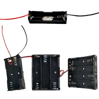 

1Pcs AA Plastic Battery Storage Box Case With 1 2 3 4 Slots DIY Standard Batteries Clip Holder Container with Wire Lead Pin