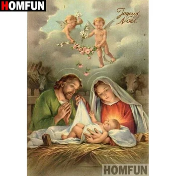 

HOMFUN Full Square/Round Drill 5D DIY Diamond Painting "Religious figure" 3D Diamond Embroidery Cross Stitch Home Decor A20245