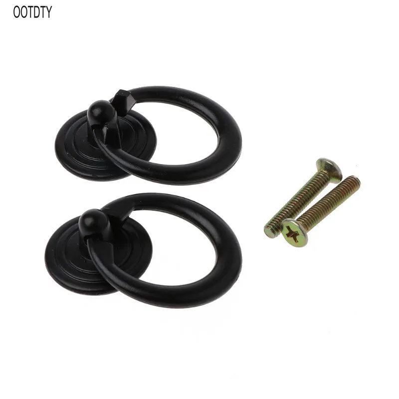 

2Pcs Furniture Handle Black Kitchen Cabinets Pull Handle Knobs Drawer Door Ring