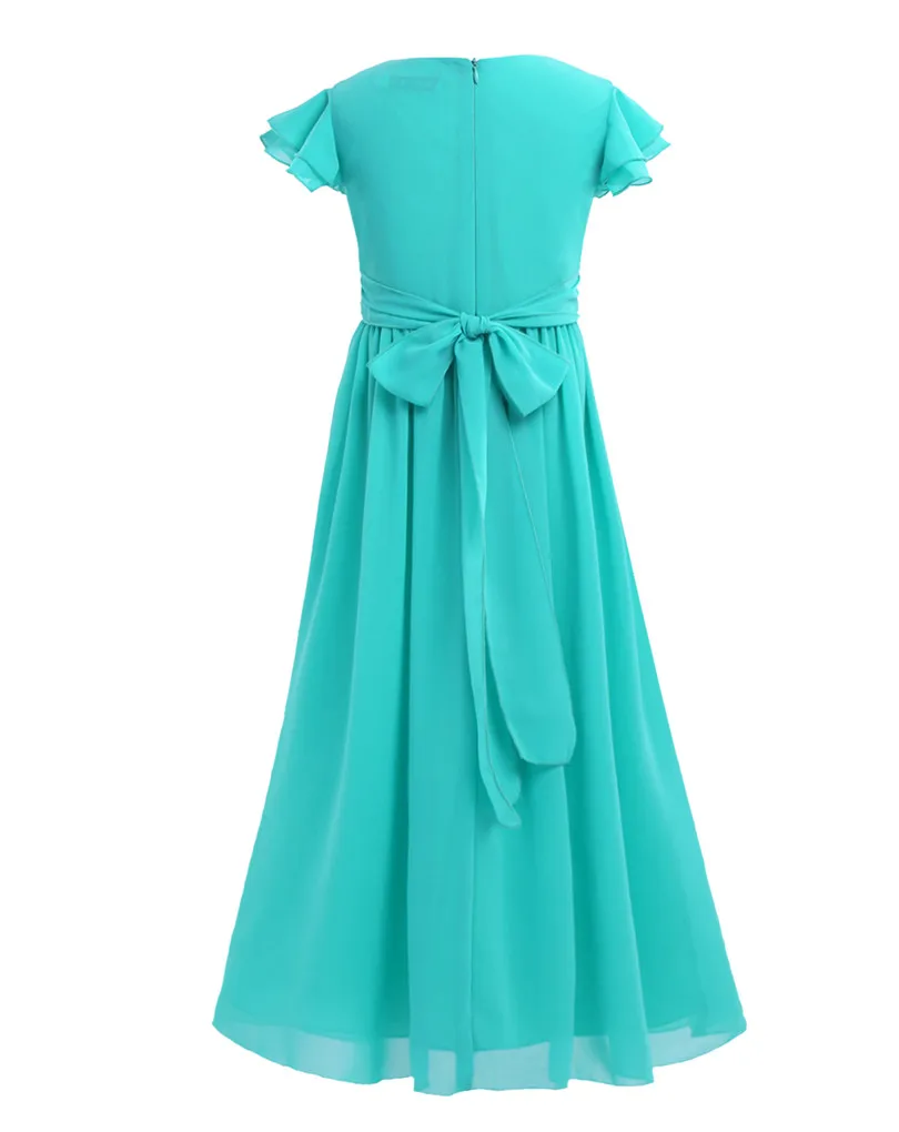 iEFiEL Sleeveless Kids Teenage Flower Girl Dress Floor Length Pageant Wedding Party Formal Occassion Wedding Girls Tulle Dress- HTB1OaYkb6gy uJjSZR0q6yK5pXaU