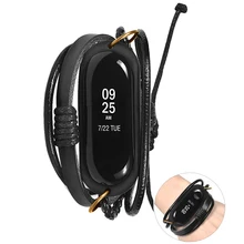 For Xiaomi Band 3 Bracelet Leather Watch Strap Braided Replacement Vintage Watch Band For Xiaomi Mi Band 3 Smart Accessories
